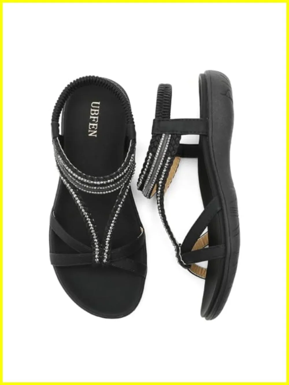 Bohemian Flat Sandals Gladiator Style Rhinestones Cushioned Orthopedic Summer